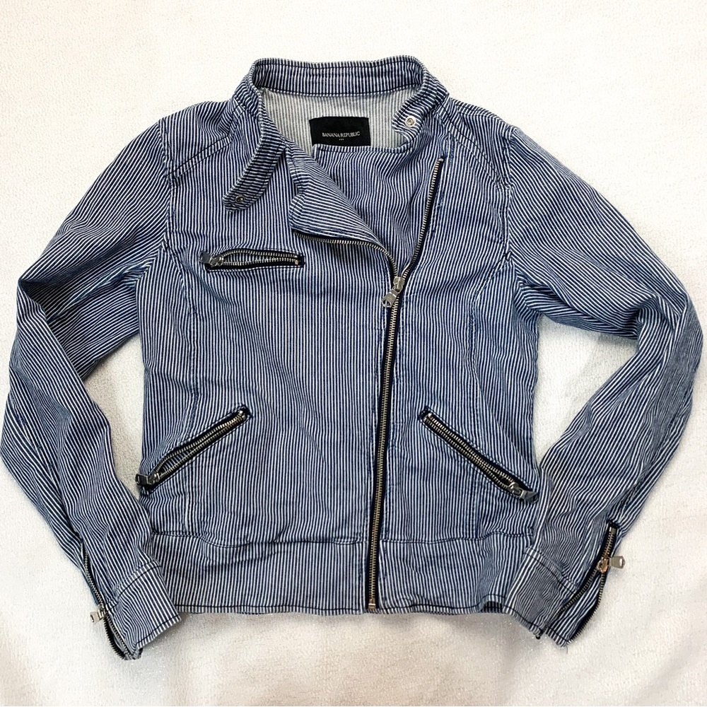 Banana Republic Striped Moto Jacket Size Small